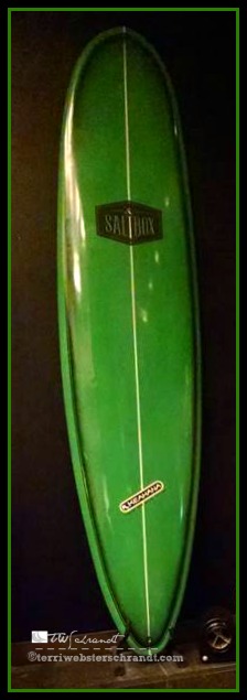 Green Surfboard on display at San Diego's Palomar Hotel