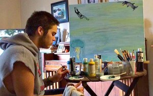 John painting the diver