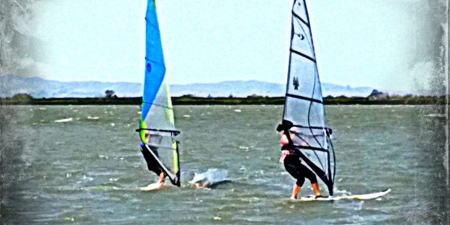 Windsurfing together on our 3rd wedding anniversary!