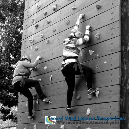 Students on the climbing wall.