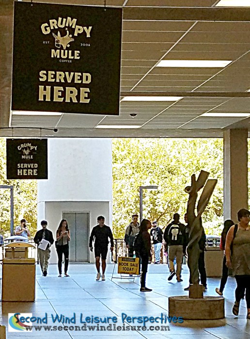 Students walking through library breezeway
