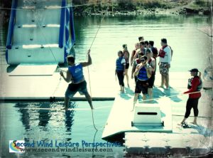 Walking the tightrope over the lake