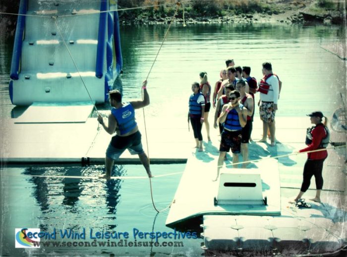 Walking the tightrope over the lake