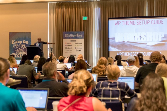 WordCamp speaker engages with his audience.