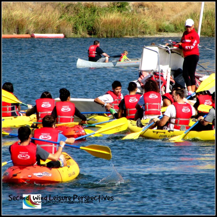 College students kayaking for first time