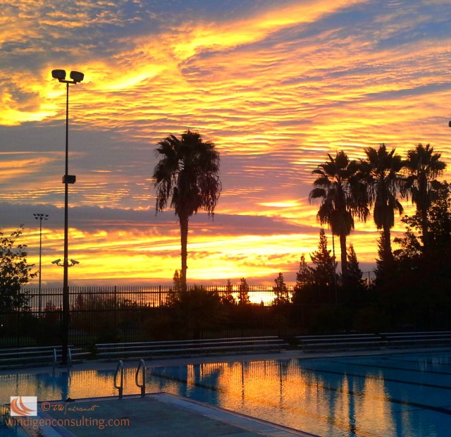 Winter Sunrise over swimming pool