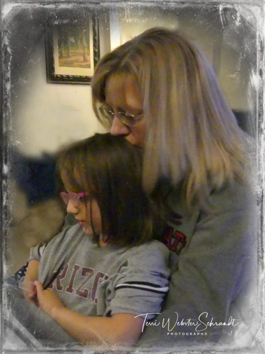 A young mother's embrace