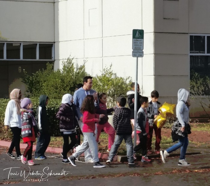 Future students touring the university