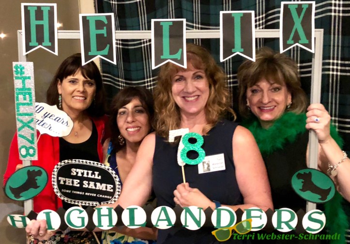 Classmates at a high school reunion