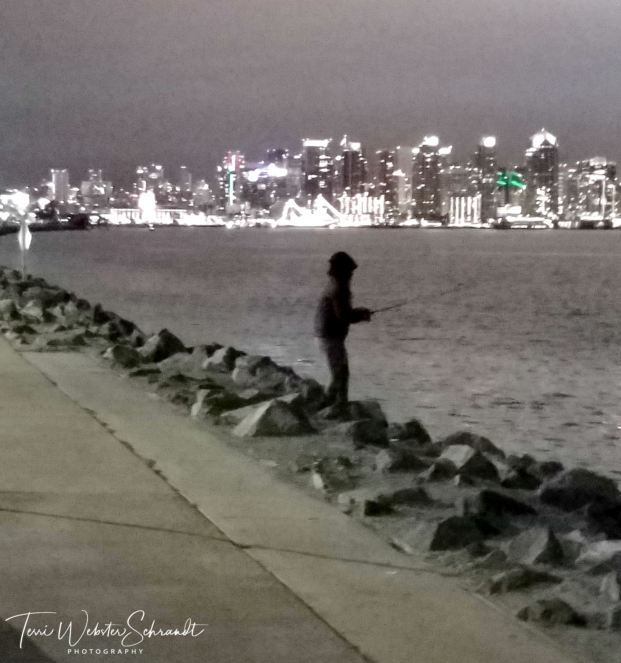 Fisherman on edge of jetty