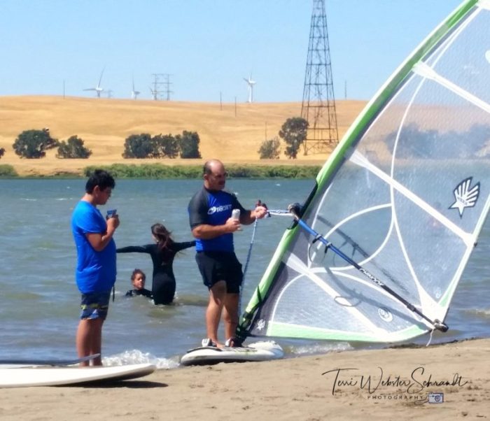 Hans teaching windsurfing