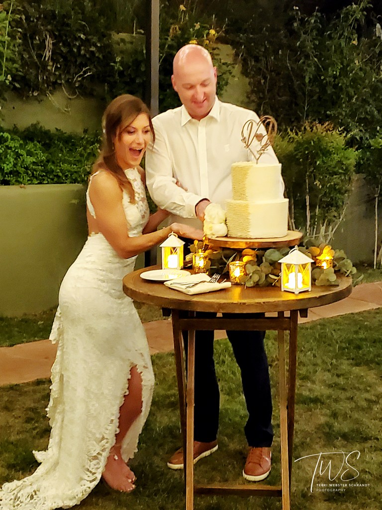 Cutting the wedding cake