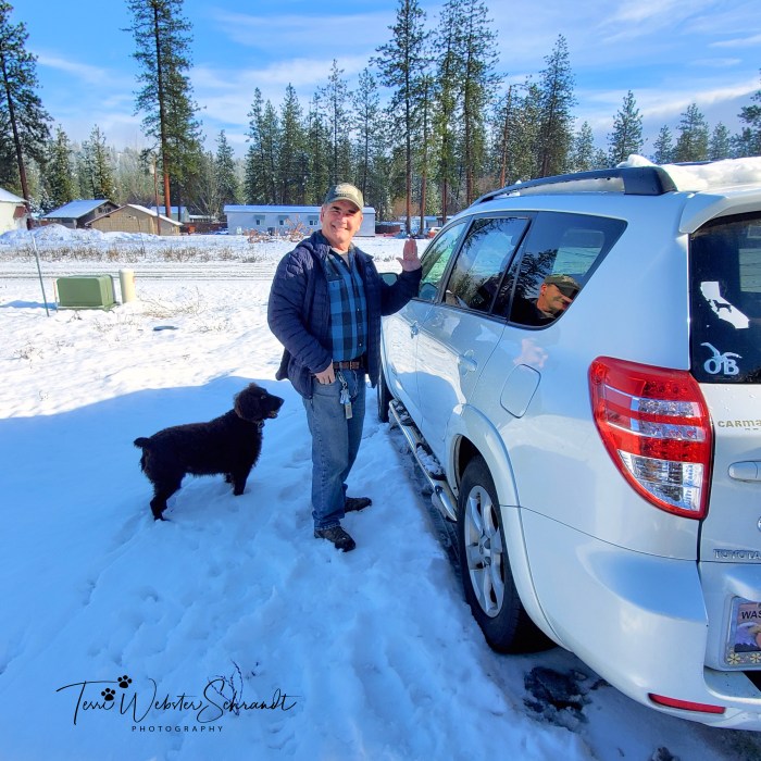 Winter fun with dog and 4WD