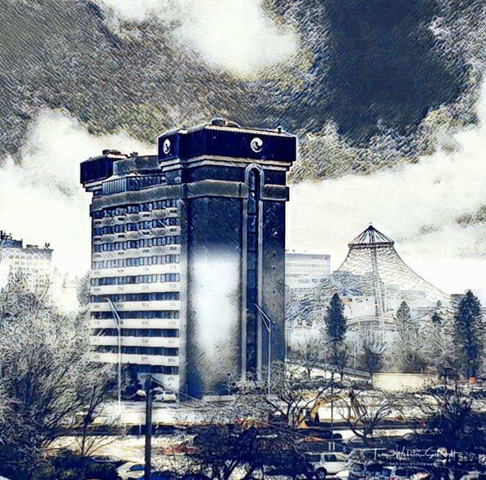 CLoudy day Downtown Spokane