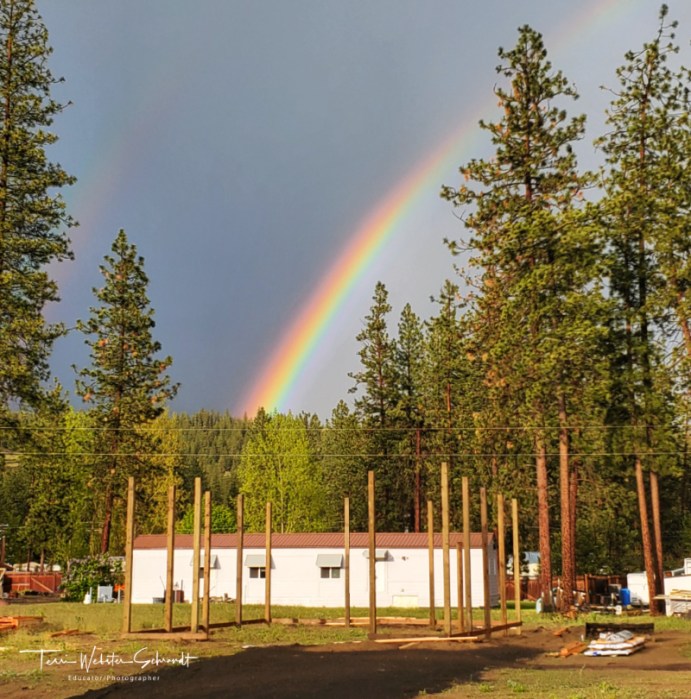 Rainbow over construction