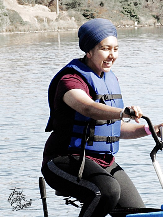All smiles on the water bike