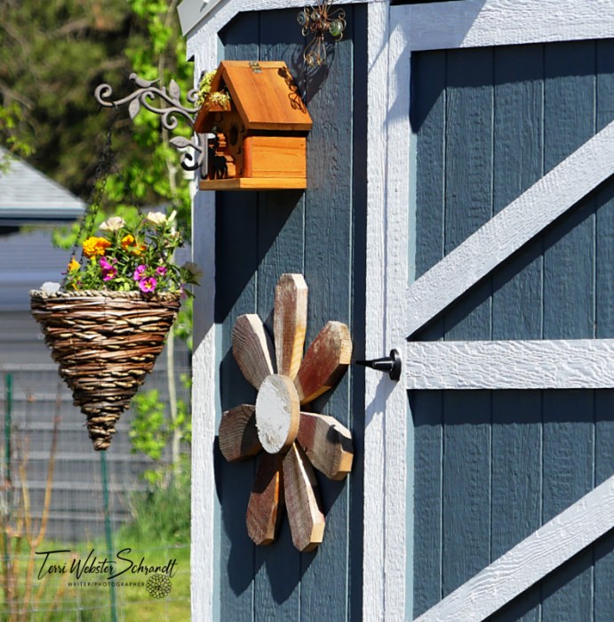 Barn door with decor