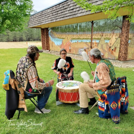 Spokane Tribe Drummers practice