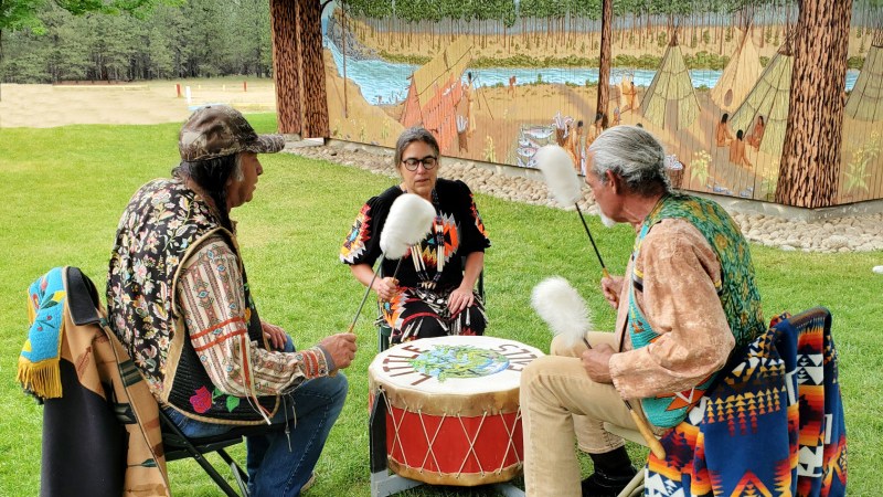 Spokane Tribe Drummers practice