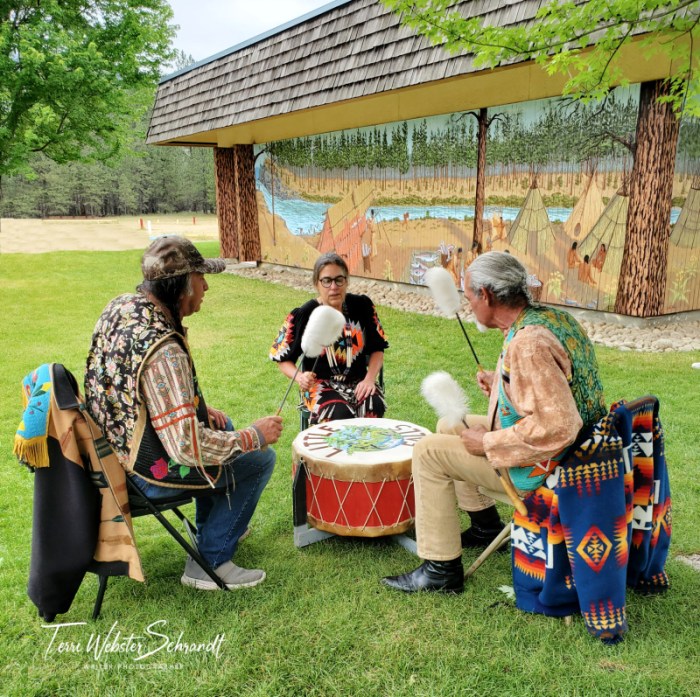 Spokane Tribe Drummers practice