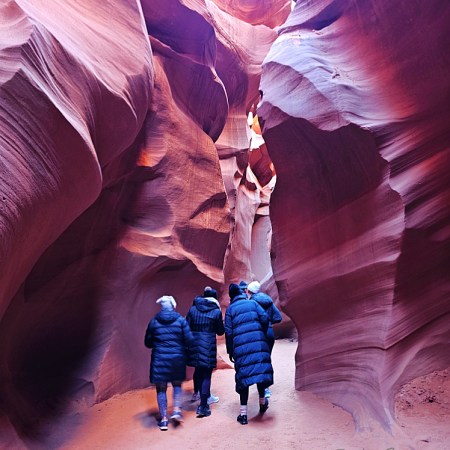 people walking in Antelope canyon