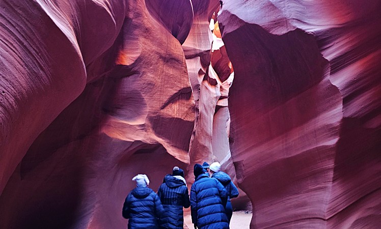 people walking in Antelope canyon