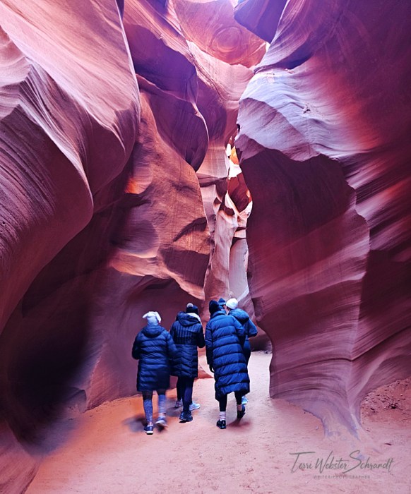 people walking in Antelope canyon