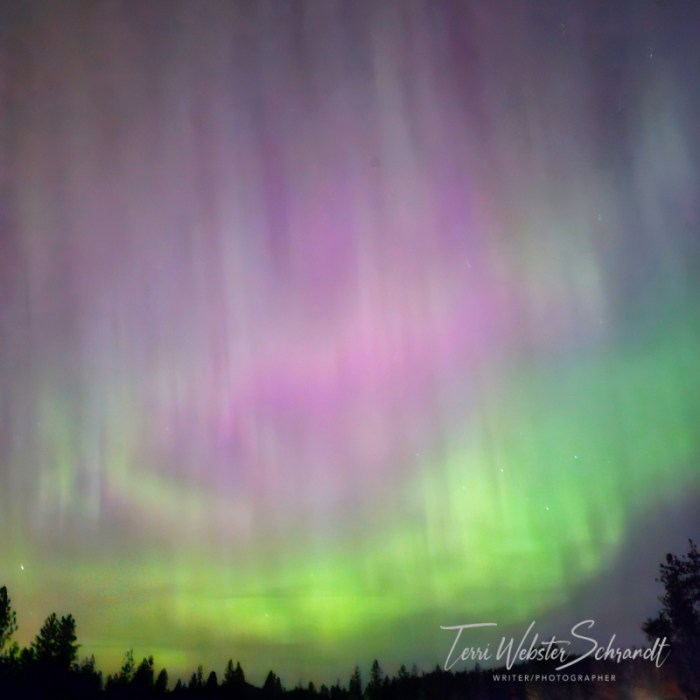 Colorful bands of northern lights
