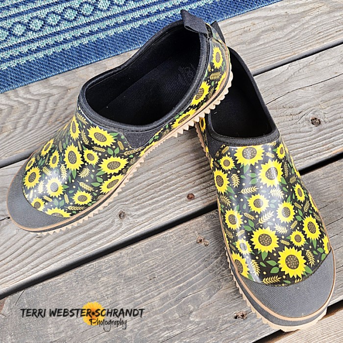 Sunflower inspired garden shoes