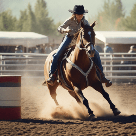 Women barrel Racer on horse