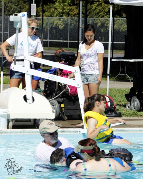 people floating in water