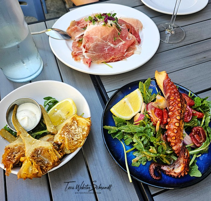 three plates of food