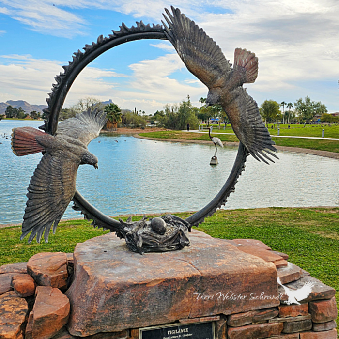 red tailed hawk sculpture