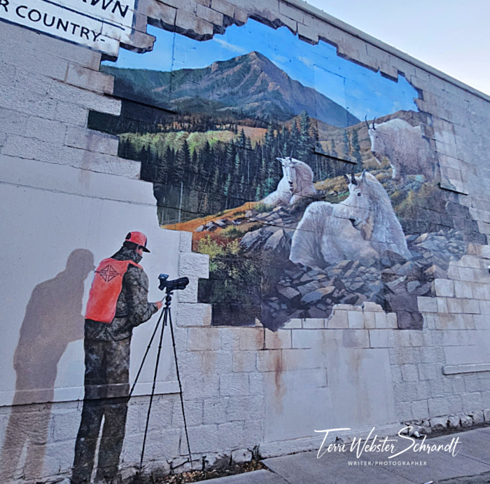 Public art white mountain goats