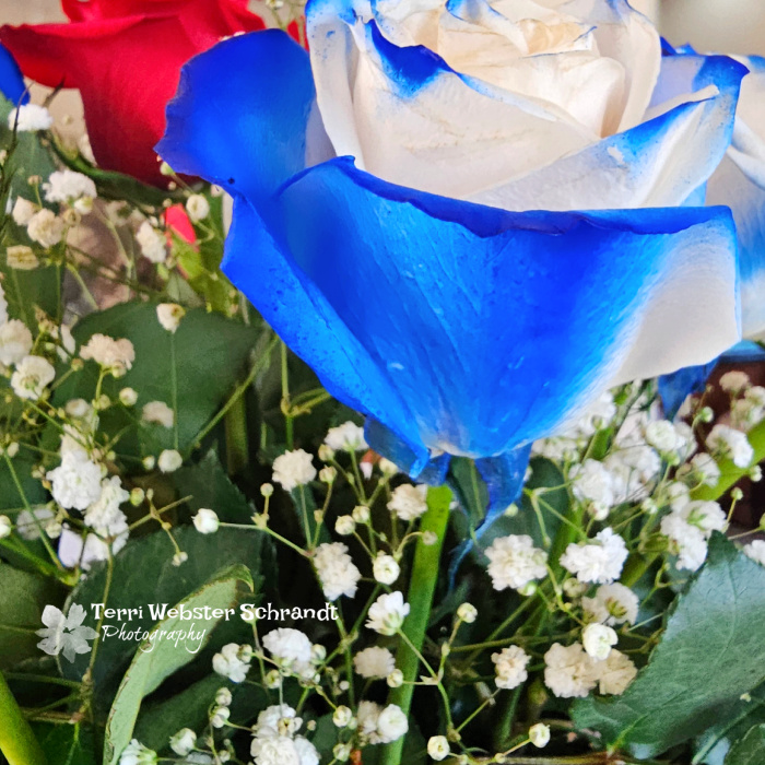 red white blue bouquet
