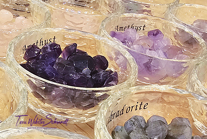 bowls of amethyst stones