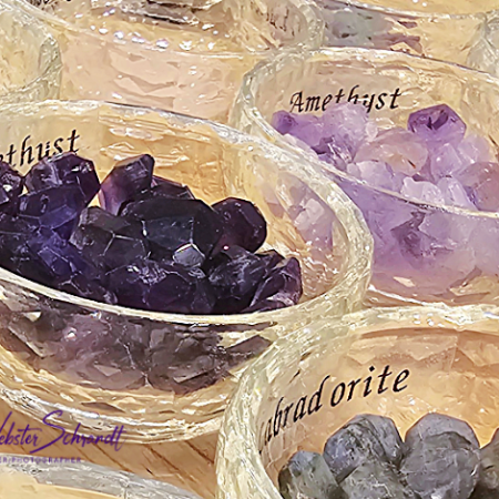 bowls of amethyst stones