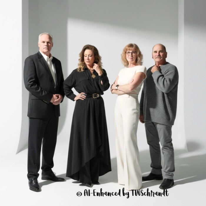 4 people fashion pose