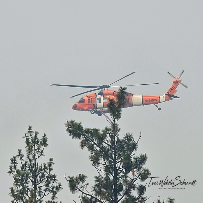orange fire helicopter
