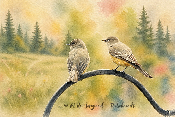 two birds watercolor scene